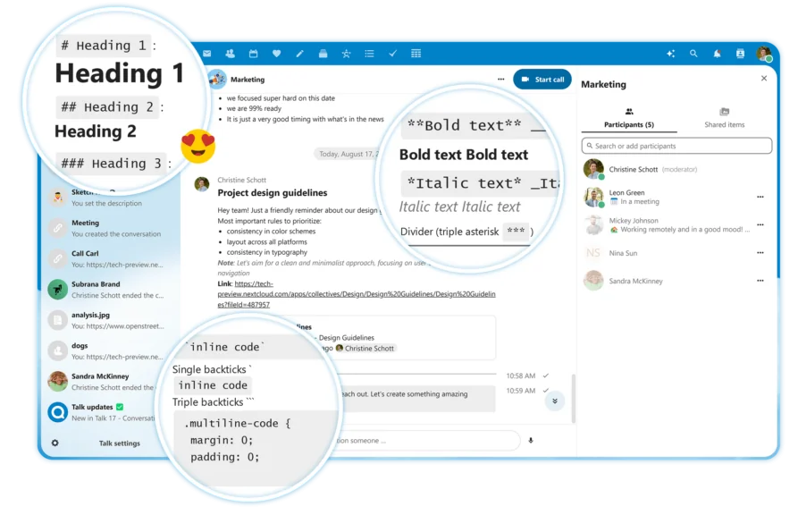 Nextcloud Talk - Text formatting in chats